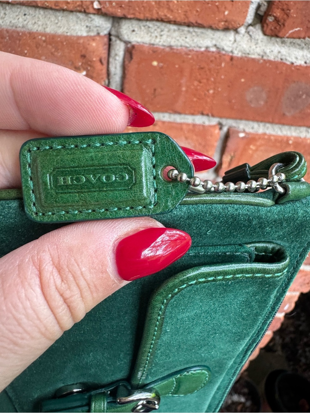 Vintage COACH soho emerald green suede purse wristlet - Picture 12 of 15